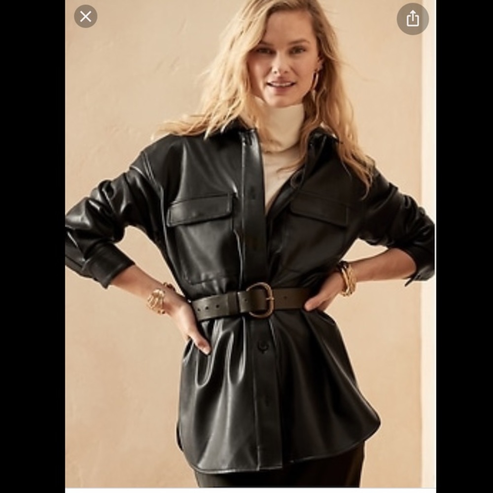 Banana Republic Vegan Leather Shirt Jacket